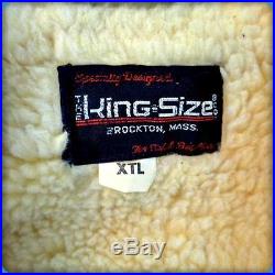KING SIZE Vtg Barn Coat WESTERN Heavy Suede Leather RANCHER JACKET XLT XL Straw