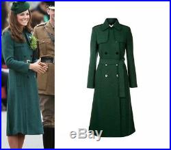 Kate Middleton Pine Green Persephone Double-Breasted Womens Woolen Trench Coat