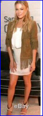Kate Moss Topshop Iconic Tan Buttersoft Suede Leather Western Jacket Uk 12