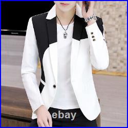 Korea Men's Suit Coat Lapel Collar Slim Fit Youth Casual Western Blazer Jackets