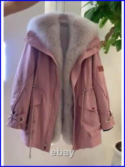 Korean Style Womens Winter Mid Long Parka Coats Jackets Fur Lined Outwear Zipper