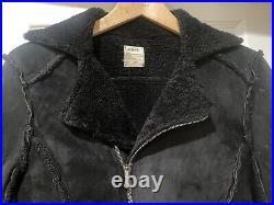 L'AGENCE Lambskin Leather & Shearling Cropped Moto Jacket SzS