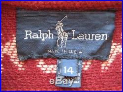 L USA sz14 Ralph LAUREN Women COAT Jacket WOOL Aztec SOUTHWESTERN Vtg INDIAN men