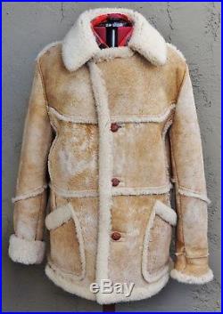 L==WESTERN COWBOY==l Sheepskin Shearling Leather & Fur Coat Size (XL)