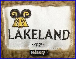LAKELAND Shearling Sheepskin MARLBORO MAN Leather Coat Jacket Vtg USA L 42 Long