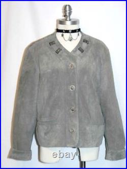 LEATHER Sport Over COAT Jacket Women German Hunting Riding Western GRAY B44 14 L