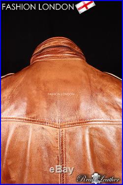 LONE STAR' Men's Vintage Tan Safari Western Cowboy Biker Leather Shirt Jacket