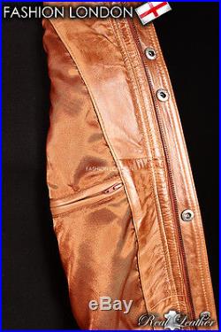 LONE STAR' Men's Vintage Tan Safari Western Cowboy Biker Leather Shirt Jacket