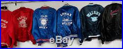LOT OF 32 VINTAGE 80s 90s SATIN JACKETS SNAP USA TRUCKER BAR CHEVY UNION WESTERN