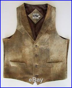 LUCCHESE Cow Suede Whipstitch Western Vest Sz 44 Large