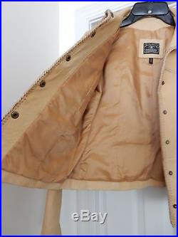 LUCKY BRAND Leather Jacket Coat Western DUNGAREES AMERICA Braided Tan Women's M