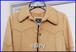 LUCKY BRAND Leather Jacket Coat Western DUNGAREES AMERICA Braided Tan Women's M