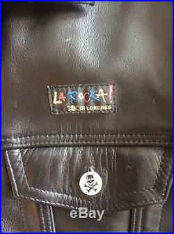 La Rocka Johnsons Mens Black Leather Western Skull Button Jacket Unworn 2xl