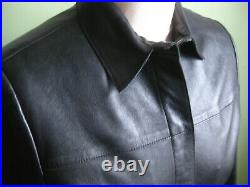 Ladies M&S black real leather short JACKET COAT SHIRT trucker UK 8 6 western