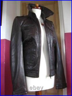 Ladies NEXT brown real leather JACKET COAT UK 18 16 biker bomber western trucker