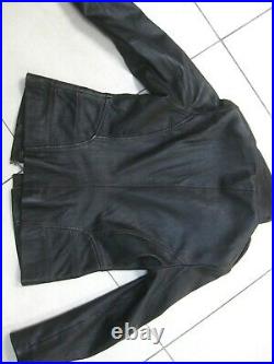Ladies NEXT brown real leather JACKET COAT size UK 16 14 biker military soft