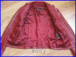 Ladies TALC red real leather JACKET COAT UK 10 8 biker racer zip soft short