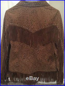 Ladies western jacket, Scully leopard print with fringe