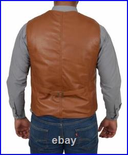 Lambskin Leather Jacket Men Button Waistcoat Tan Western 100% Orignal Vest Coat Lambskin Leather Jacket Men Button Waistcoat Tan Western 100% Orignal Vest Coat