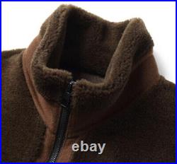 Lambswool Jackets Mens Winter Stand Collar Thicken Outwear Motor Zip Casual Warm