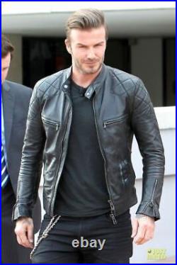 Latest Arrival Men's Real Lambskin Leather Jacket Modern Celebrity Outdoor Coat