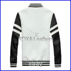 Latest Pattern Men Strip Genuine Sheepskin 100% Leather Jacket Casual Coat