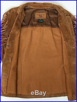Lauren Ralph Lauren Suede Leather Fringe Jacket Coat Western Womens Size Medium