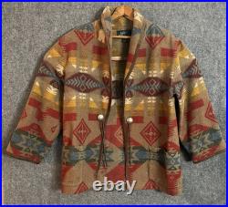 Lauren Ralph Lauren Wool Southwestern Blanket Jacket Coat Womens Medium VTG USA Lauren Ralph Lauren Wool Southwestern Blanket Jacket Coat Womens Medium VTG USA
