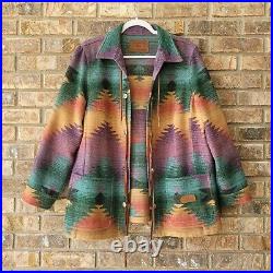 Lauren Ralph Lauren XL Wool Blend Southwestern Aztec Indian Coat Jacket Concho