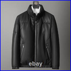 Leather Down Jacket Men's Sheepskin Goose Down Leather Jacket Thickened Overcoat