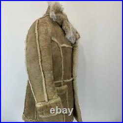 Leather SHEARLING SHEEPSKIN FUR MENS MARLBORO STYLE 44 Fur Collar Vintage Coat