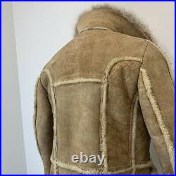Leather SHEARLING SHEEPSKIN FUR MENS MARLBORO STYLE 44 Fur Collar Vintage Coat