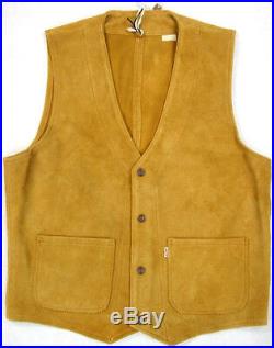 Levi's LVC Leather Waistcoat Vest Shorthorn Western Levi Suede Leather Levis