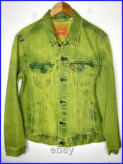 Levi's Large Lime Green Denim Coat Jacket LVC Jean Western VtG Neon 80s 90s RARE
