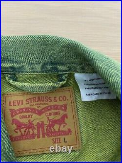 Levi's Large Lime Green Denim Coat Jacket LVC Jean Western VtG Neon 80s 90s RARE