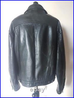 Levi's Trucker Vintage Leather Motorcycle Jacket Black XL Levis Western Buffalo