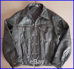 Levi's Trucker Vintage Leather Motorcycle Jacket Brown M Levis Western Buffalo
