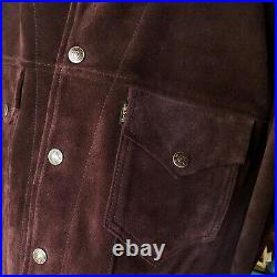 Levi's Vintage Clothing 1960s Big E Brownie Suede Trucker Jacket ITALY Made Sz M