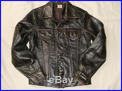 Levi's black tab antique brown leather western trucker jacket, size M