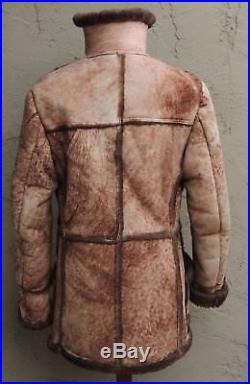 Ll=Antler Buttons=l Sheepskin Shearling Leather & Fur Marlboro Man Coat (M)