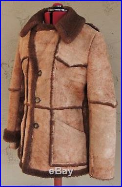 Ll===Western===l 100% Shearling Sheepskin Leather & Fur Coat Jacket Size(M)