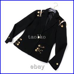Long Sleeve Short Blazer One Button Slit Coat Jacket Nightclub Womens OL Outwear