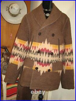 M Ralph Lauren POLO Men JACKET Coat AZTEC Southwestern WOOL Cotton CABIN Vtg