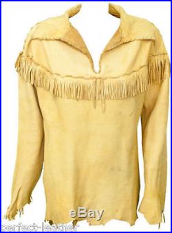 MEN Western style Handmade Cowboy Leather Buckskin Tribal Buffalo Bill Indian