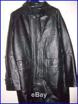 Mens Leather Western Motorcyle Long Duster Coat/jacket With Cape, L/xl