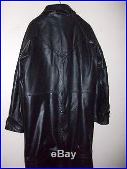 Mens Leather Western Motorcyle Long Duster Coat/jacket With Cape, L/xl