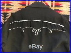 MENS WESTERN BOLERO JACKET, Vtg Embroidered Rockabilly Cowboy Coat Medium