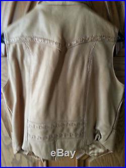 Ms Pioneer Western Leather Jacket Coat With Vest Size 12 16 Vintage Unique Rodeo