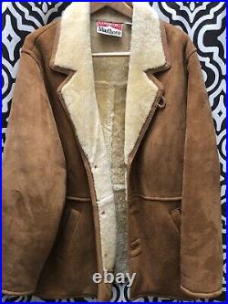 Marlboro Man Genuine Shearling Rancher Western Suede Leather Coat Jacket Schott