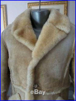 Marlboro Man Style Sheepskin Shearling Vintage Rancher Western Mans Coat Jacket
